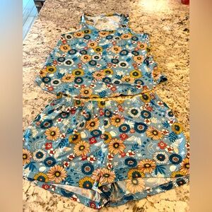 Joyspun Floral Women's Pajama Set - Blue and Yellow